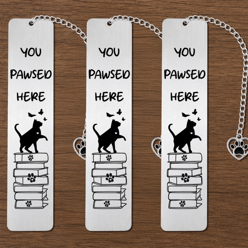 Custom Metal Bookmark - Personalized  Bookish Gifts For Book Lovers, Bookworms, Cat Mom And Dad - You Pawsed Here
