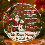 Custom Circle Glass Ornament - Personalized Christmas Birthday Gifts For Mom, Dad, Brother, Sister - Gathering Happiness