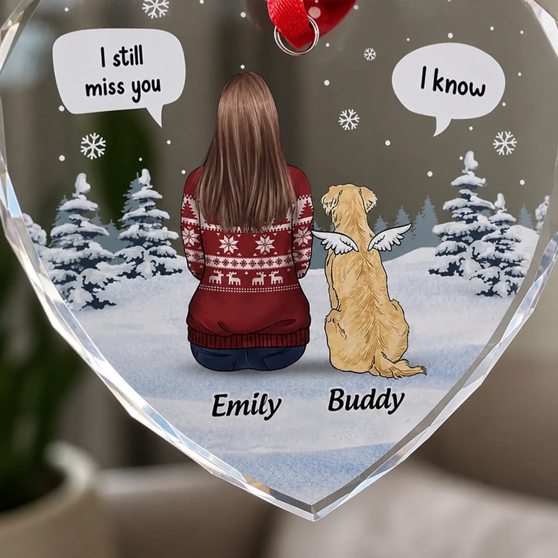Paw Prints On My Heart - Memorial Personalized Custom Heart Glass Ornament - Sympathy Gift, Christmas Gift For Pet Owners, Pet Lovers