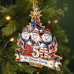 Custom Snowman Acrylic Ornament - Personalized America 250th Anniversary Christmas Gifts For Mom, Dad, Brother, Sister - United In Love Proud In Spirit