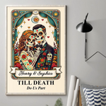Custom Photo Day Of The Dead Vertical Poster - Personalized Anniversary Wedding Gifts For Couple - Till Death Do Us Part