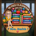 Custom Classroom Decor Wood Sign - Personalized Back To School Gifts For Teachers - Inspire, Love And Teach