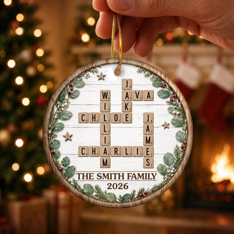 Custom Scrabble Ceramic Ornament - Personalized Christmas Birthday Gifts For Mom, Dad, Brother, Sister - Together Makes Christmas