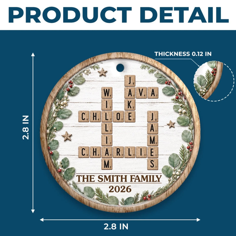 Custom Scrabble Ceramic Ornament - Personalized Christmas Birthday Gifts For Mom, Dad, Brother, Sister - Together Makes Christmas