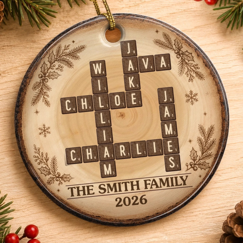 Custom Scrabble Ceramic Ornament - Personalized Christmas Birthday Gifts For Mom, Dad, Brother, Sister - Holiday Magic Starts Here