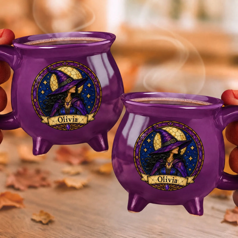 Custom Witchy Cauldron Coffee Mug - Personalized Halloween Gifts For Witch, Wife, Daughter, Besties, Sisters, Granddaughter, Grandma, Mom, Yourself - Moonlit Witch Vibes