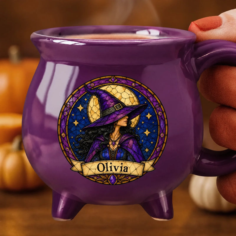 Custom Witchy Cauldron Coffee Mug - Personalized Halloween Gifts For Witch, Wife, Daughter, Besties, Sisters, Granddaughter, Grandma, Mom, Yourself - Moonlit Witch Vibes