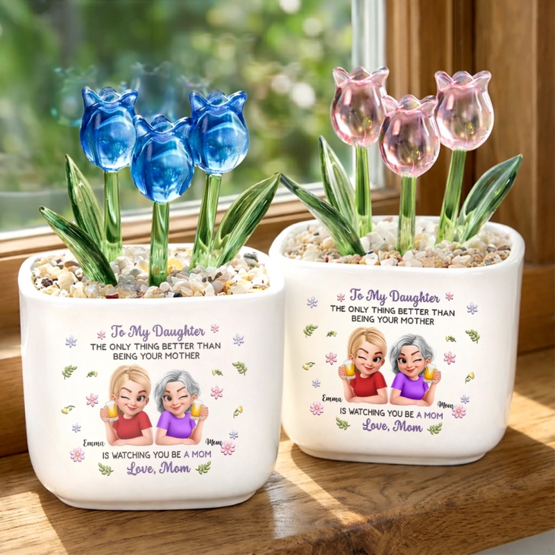 Custom Glass Everlasting Flowers - Personalized Birthday Gifts For Daughter, New Moms - My Forever Sunshine