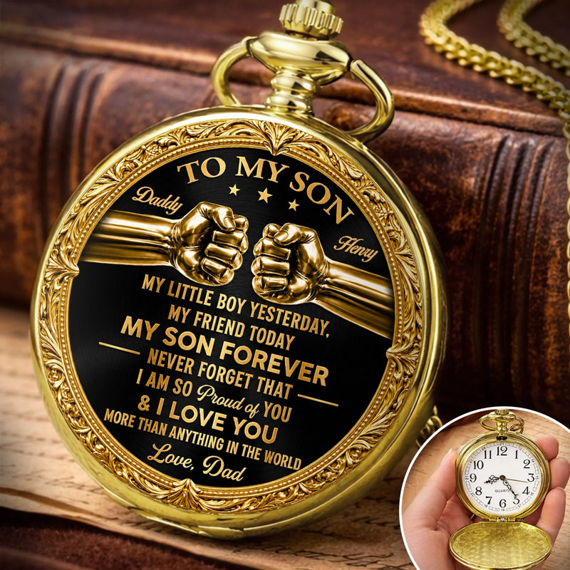 Custom Photo Pocket Watch - Personalized Birthday Gifts For Son - My Hero And My Pride