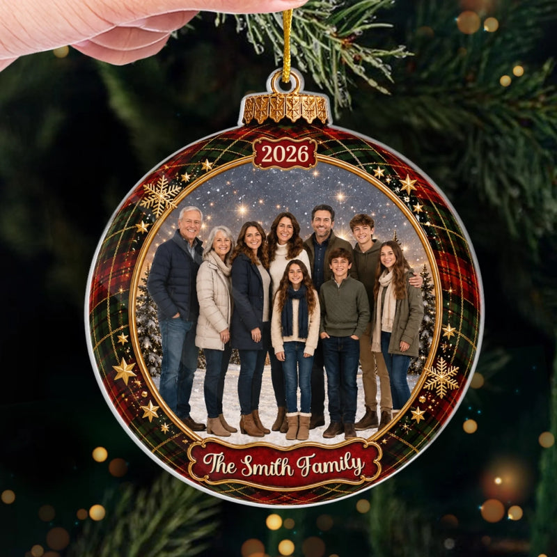 Custom Photo Acrylic Ornament - Personalized Christmas Birthday Gifts For Mom, Dad, Brother, Sister - Love Makes A Family Whole