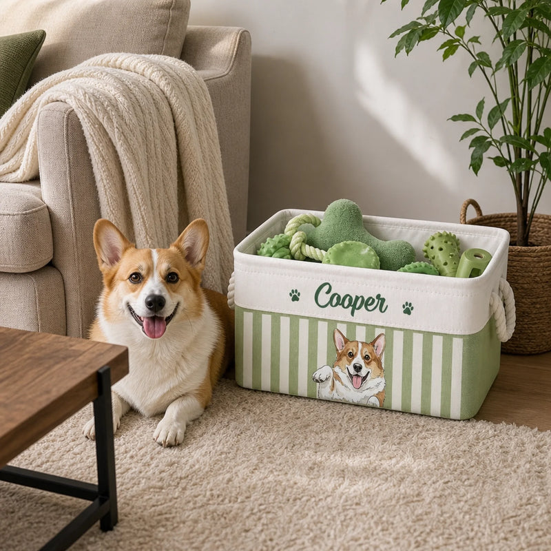 Custom Photo Storage Basket - Personalized  Birthday Gifts For Dog Cat Lovers, Dog Dad And Mom, Cat Owners - Spoiled Pet Lives Here