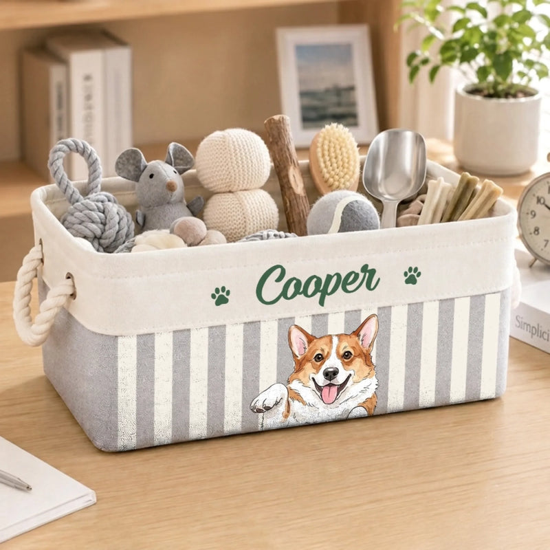 Custom Photo Storage Basket - Personalized  Birthday Gifts For Dog Cat Lovers, Dog Dad And Mom, Cat Owners - Spoiled Pet Lives Here