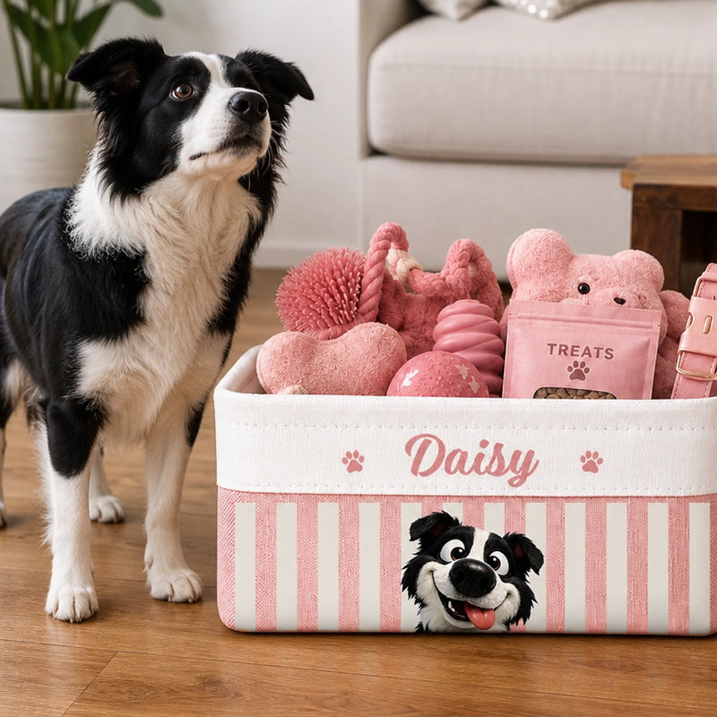 Custom Storage Basket - Personalized Birthday Gifts For Dog Cat Lovers, Dog Dad And Mom, Cat Owners - Love Is A Four Legged Word