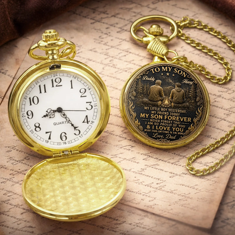 Custom Pocket Watch - Personalized Birthday Gifts For Son - My Little Boy My Friend