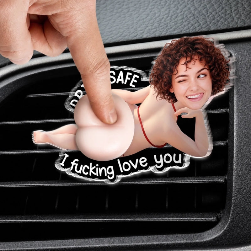 Custom Photo Squishy Acrylic Car Vent Clip – Personalized Anniversary Wedding Gifts For Husband And Wife, Him And Her – Drive Safe, I Love You