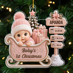Custom First Christmas Acrylic Ornament - Personalized Baby Shower, Gender Reveal Gifts For New Moms, New Dads, Grandparents - Santa's Cutest Little Passenger