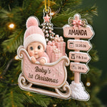 Custom First Christmas Acrylic Ornament - Personalized Baby Shower, Gender Reveal Gifts For New Moms, New Dads, Grandparents - Santa's Cutest Little Passenger