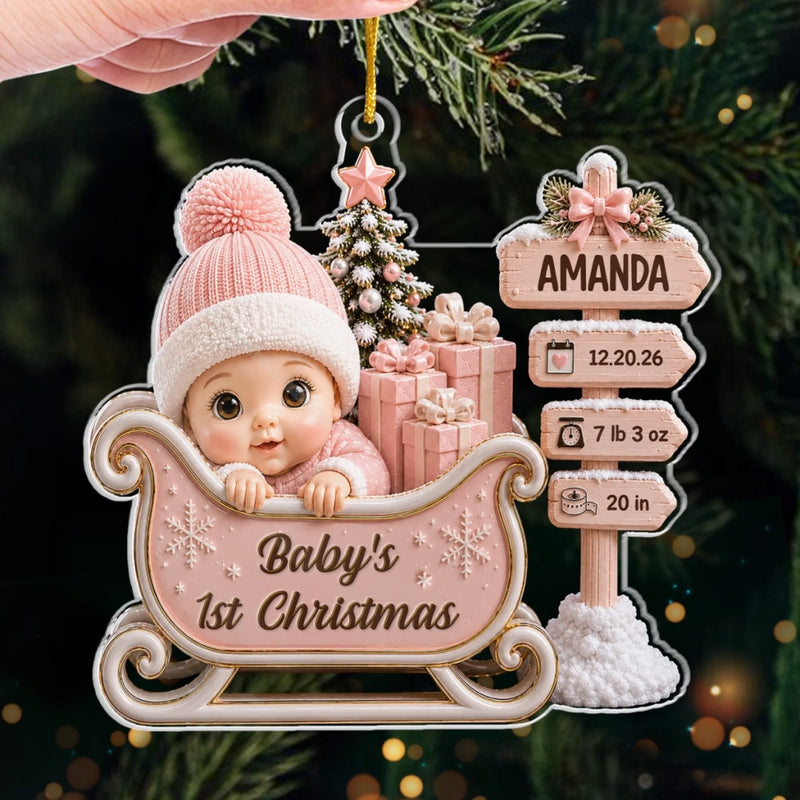 Custom First Christmas Acrylic Ornament - Personalized Baby Shower, Gender Reveal Gifts For New Moms, New Dads, New Parents - Santa's Cutest Little Passenger