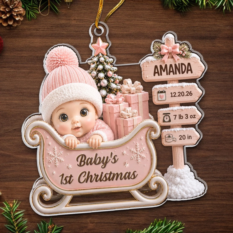 Custom First Christmas Acrylic Ornament - Personalized Baby Shower, Gender Reveal Gifts For New Moms, New Dads, New Parents - Santa's Cutest Little Passenger