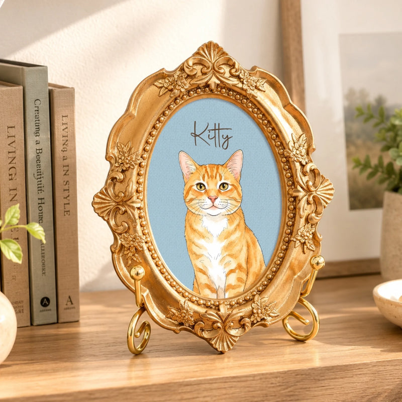 Custom Photo Ornate Mini Frame - Personalized Pet Memorial Sympathy Gifts For Dogs, Cats - Your Pawprints Remain