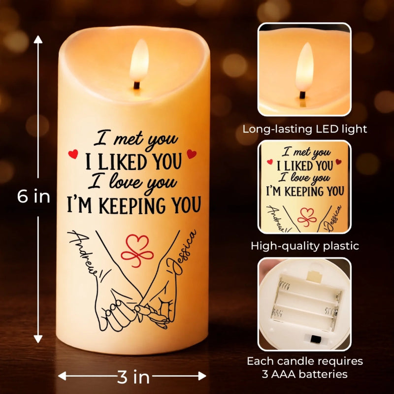 Custom LED Candle - Personalized Anniversary Wedding Gifts For Husband And Wife, Him And Her - Sweetest Anniversary Light