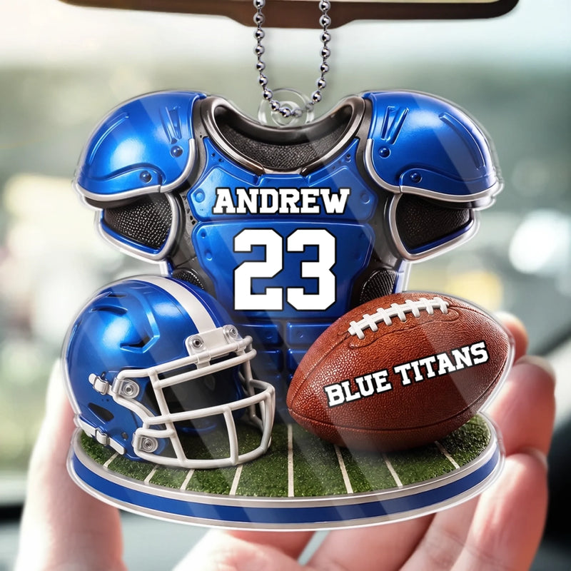 Custom America Football Acrylic Car Ornament - Personalized Birthday Gifts For America Football Lovers, Sports Fans, Sports Lovers - Game Day All Day