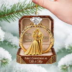 Custom First Christmas Acrylic Ornament - Personalized Anniversary Christmas Wedding Gifts For Husband And Wife, Him And Her - Forever Begins This Christmas