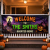 Custom Haunted Home Outdoor Banner - Personalized Halloween Decor Gifts For For Mom, Dad, Brother, Sister - Creep It Real This Halloween