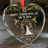Custom First Christmas Heart Glass Ornament - Personalized Anniversary Christmas Wedding Gifts For Husband And Wife, Him And Her - Forever Starts Now