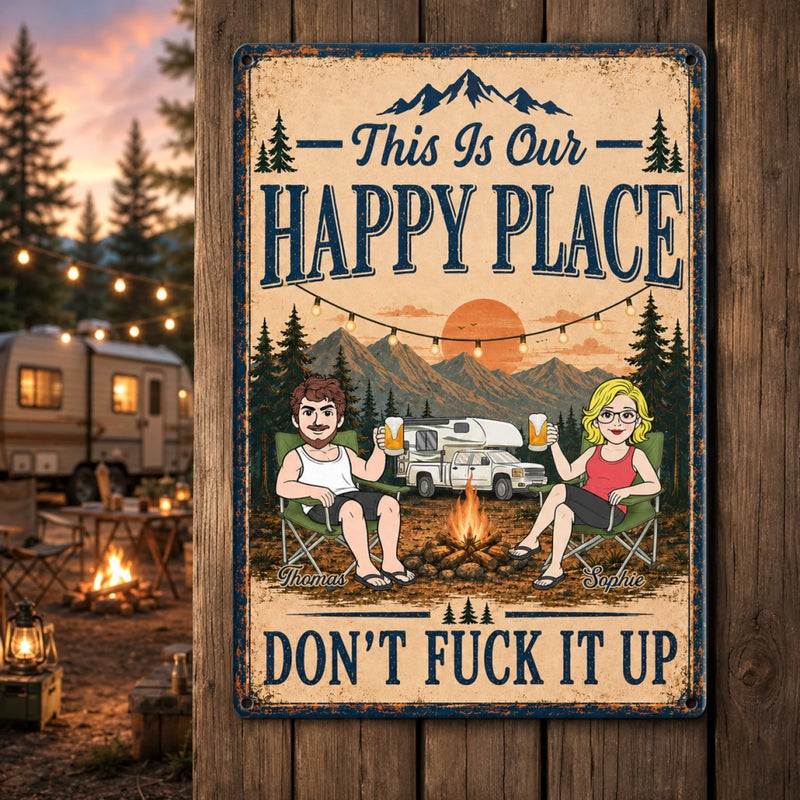Custom Home Decor Metal Sign - Personalized Birthday Camping Gifts For Campers, Husband And Wife, Him And Her - Campsite, Best Side