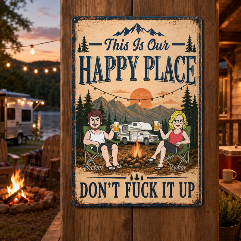 Custom Home Decor Metal Sign - Personalized Birthday Camping Gifts For Campers, Husband And Wife, Him And Her - Campsite, Best Side