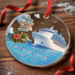 Custom Cruise Ship Circle Glass Ornament - Personalized Christmas Birthday Gifts For Mom, Dad, Brother, Sister - Making Waves Together
