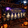 Custom Haunted Home Outdoor Banner - Personalized Halloween Decor Gifts For For Mom, Dad, Brother, Sister - Beware Of Our House