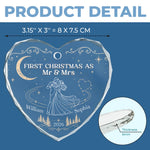 Custom First Christmas Heart Glass Ornament - Personalized Anniversary Christmas Wedding Gifts For Husband And Wife, Him And Her - Officially Mr & Mrs