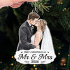 Custom  Photo First Christmas Acrylic Ornament - Personalized Anniversary Christmas Wedding Gifts For Husband And Wife, Him And Her - Under The Mistletoe