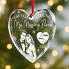 Custom Photo First Christmas Heart Glass Ornament - Personalized Anniversary Christmas Wedding Gifts For Husband And Wife, Him And Her - Forever My Missing Piece