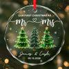 Custom First Christmas Circle Glass Ornament - Personalized Anniversary Christmas Wedding Gifts For Husband And Wife, Him And Her - Pure Married Bliss