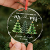 Custom First Christmas Circle Glass Ornament - Personalized Anniversary Christmas Wedding Gifts For Husband And Wife, Him And Her - Pure Married Bliss