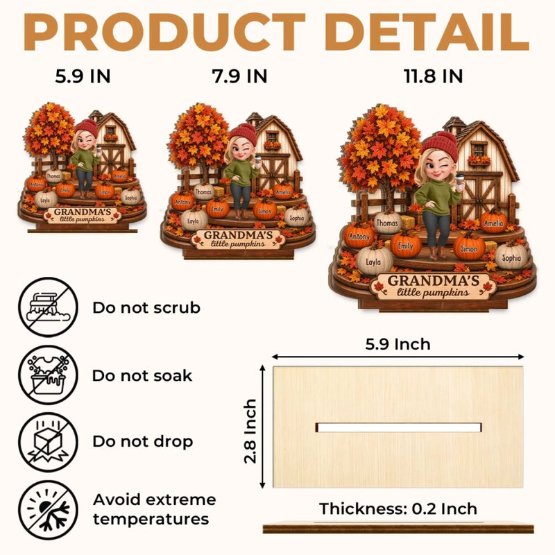 Custom Pumpkin 2-Layered Wooden Plaque - Personalized Birthday Gifts For Mom, Grandma - Season Of Sweet Togetherness