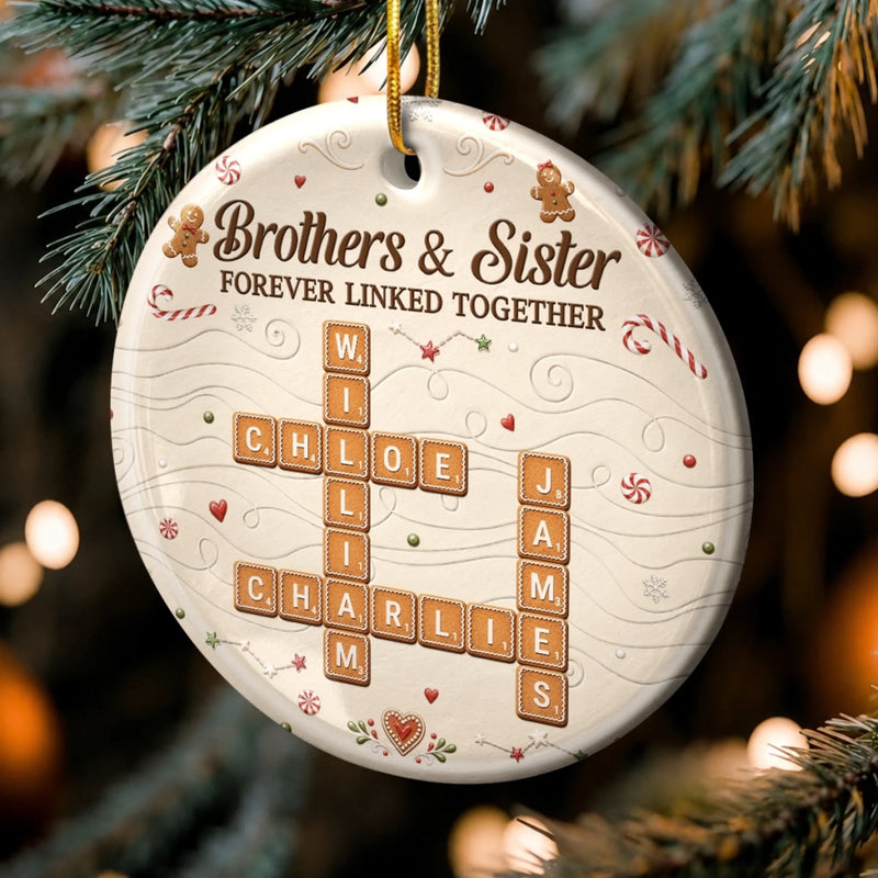 Custom Scrabble Ceramic Ornament - Personalized Christmas Birthday Gifts For Brother, Sister - Home Baked Happiness
