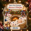 Custom First Christmas Acrylic Ornament - Personalized America 250th Anniversary Christmas Gifts For New Moms, New Dads, New Parents - Tiny Star Big History