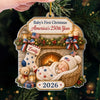 Custom First Christmas Acrylic Ornament - Personalized America 250th Anniversary Christmas Gifts For New Moms, New Dads, New Parents - Tiny Star Big History