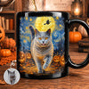 Custom Photo Starry Night Black Mug - Personalized Halloween Birthday Gifts For Dog Cat Lovers, Dog Dad And Mom, Cat Owners - Paws And Moonlight