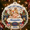 Custom First Christmas Acrylic Ornament - Personalized America 250th Anniversary Christmas Gifts For New Moms, New Dads, New Parents - Our Newest Little Patriot