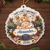 Custom First Christmas Acrylic Ornament - Personalized America 250th Anniversary Christmas Gifts For New Moms, New Dads, New Parents - Our Newest Little Patriot