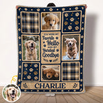 Custom Photo Blanket - Personalized Pet Memorial Sympathy Gifts For Dogs, Cats - Paw Prints On My Heart