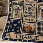 Custom Photo Blanket - Personalized Pet Memorial Sympathy Gifts For Dogs, Cats - Paw Prints On My Heart