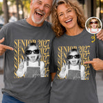 Custom Photo Comfort T-Shirt - Personalized Graduation Gifts For Daughter, Granddaughter - Caps Off To Success
