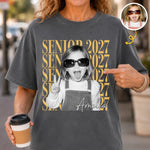 Custom Photo Comfort T-Shirt - Personalized Graduation Gifts For Daughter, Granddaughter - Caps Off To Success