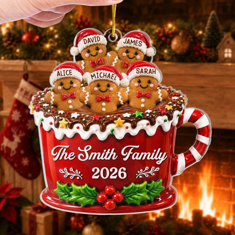 Custom Gingerbread Acrylic Ornament - Personalized Christmas Birthday Gifts For Mom, Dad, Brother, Sister - Our Sweet Little Family